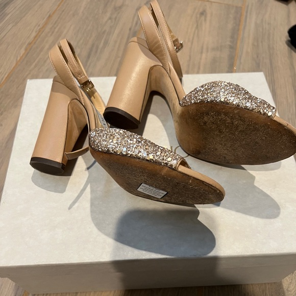 Jimmy Choo Glitter Nude Sandal size 38.5 - Picture 10 of 11